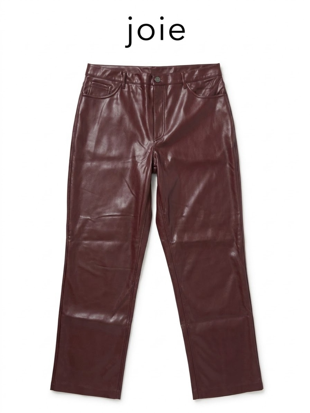 Joie Women's Burgundy Straight Faux Leather Jeans Size 18 0243